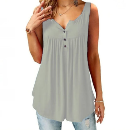 Comfy Loose Button Sleeveless Tank Top For Women