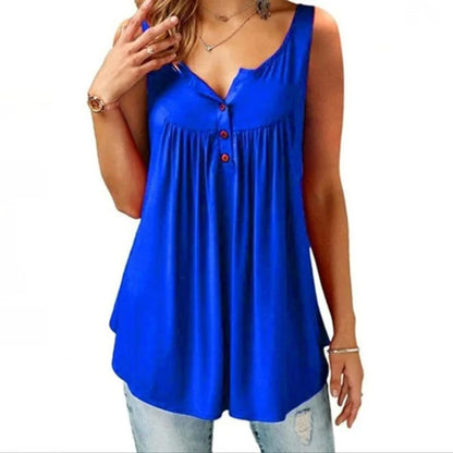 Comfy Loose Button Sleeveless Tank Top For Women